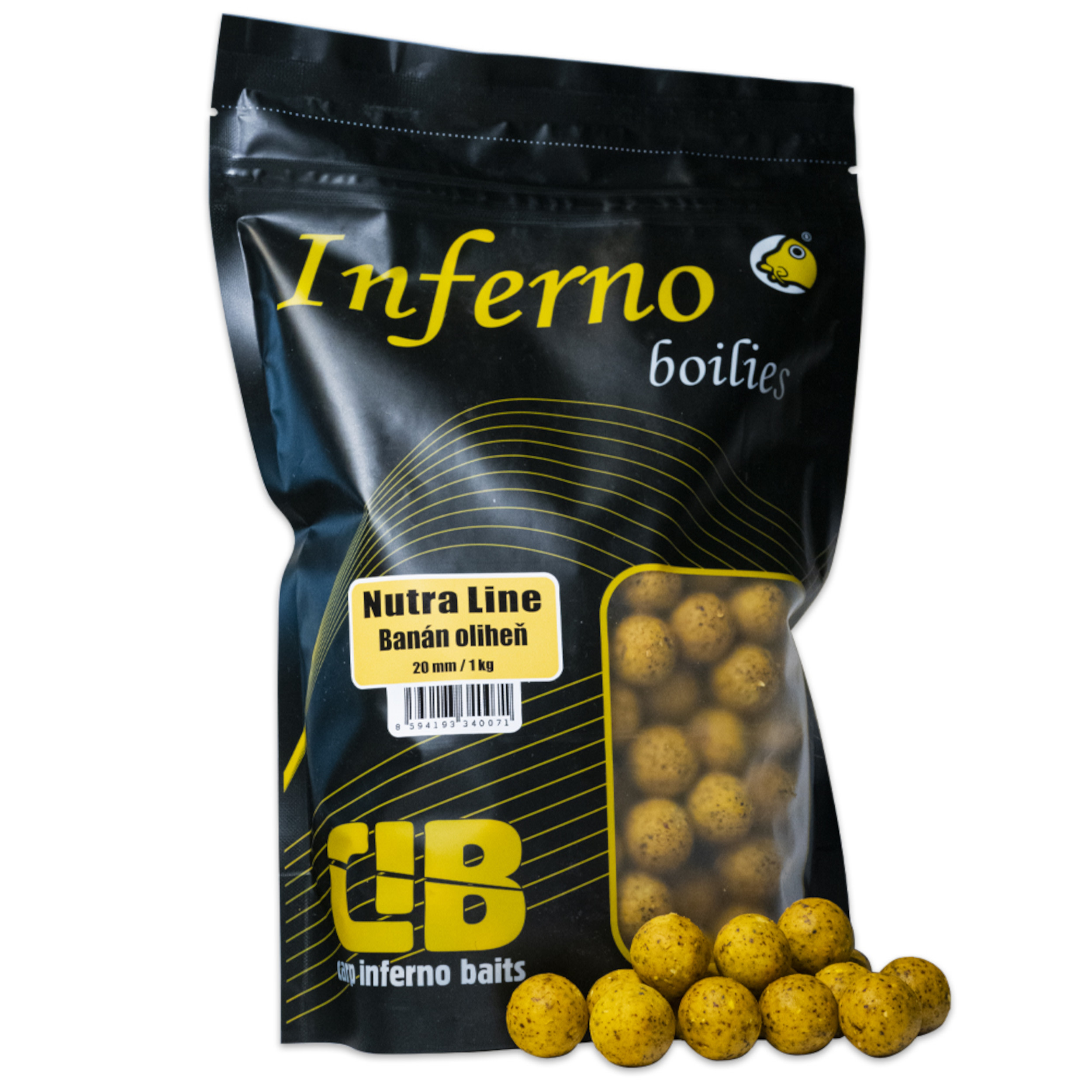 Carp Inferno boilies Nutra Line Banán-Oliheň 20mm Balení: 1kg