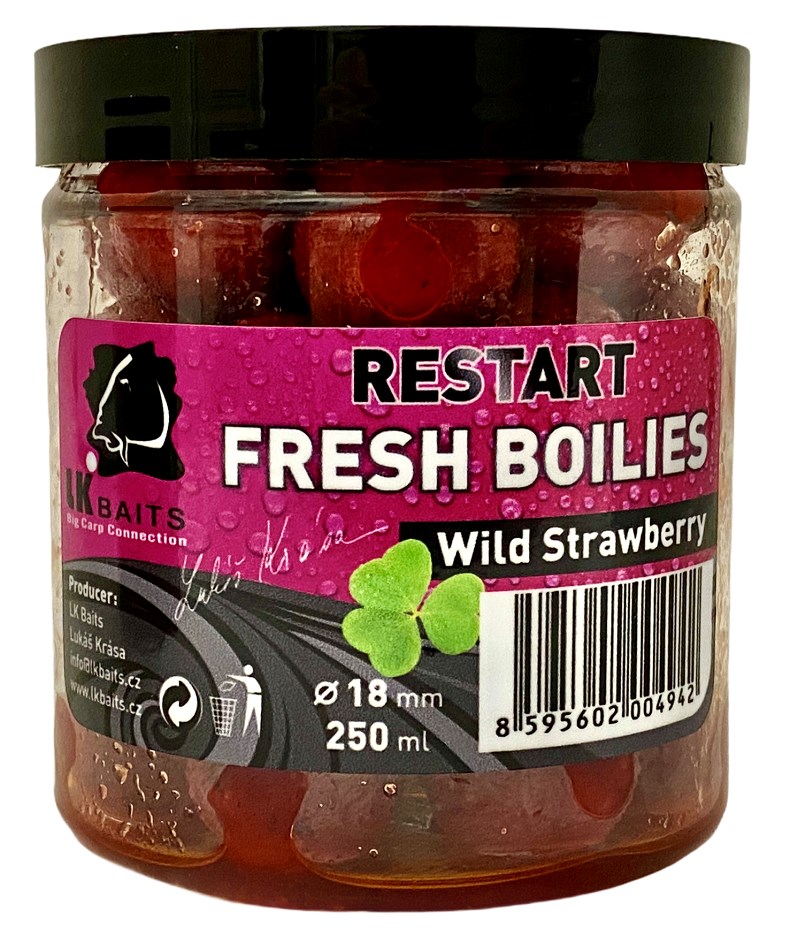 LK Baits boilie v dipu Fresh Boilie Restart Wild Strawberry 250ml Průměr: 18mm