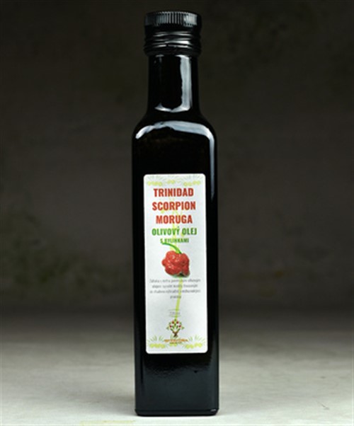 Semínka Chilli olivový olej s chilli Trinidad Scorpion Moruga 220ml