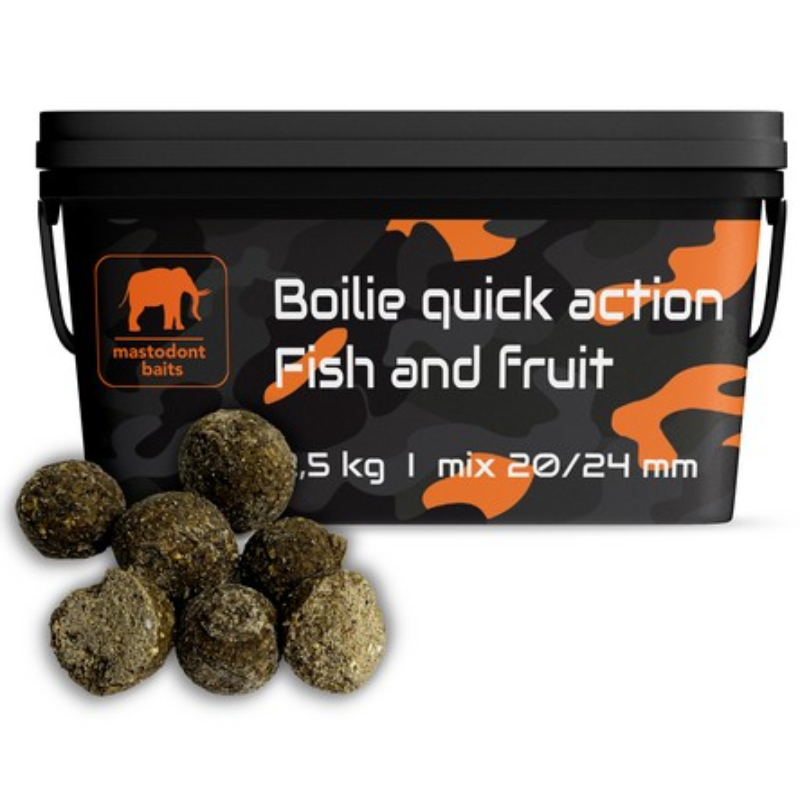 Mastodont Baits boilies Quick Action Fish and Fruit mix 20/24mm Balení: 2,5kg