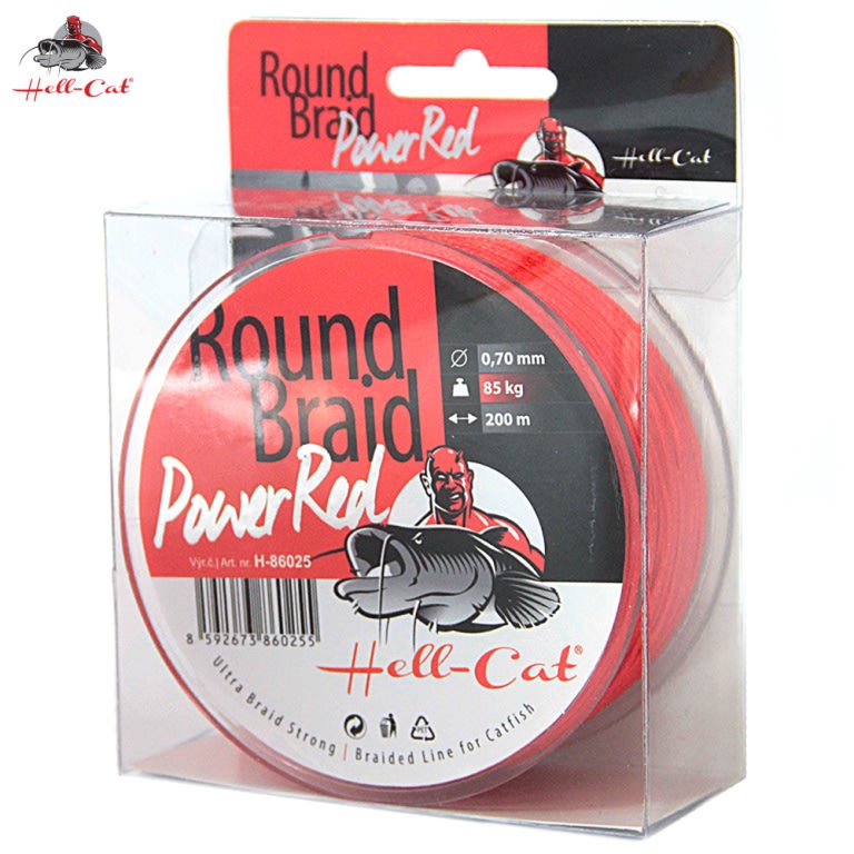 Hell-Cat splétaná šňůra Round Braid Power Red 200m Průměr: 0,60mm, 75kg