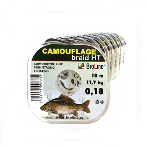 BroLine návazcová šňůrka Camouflage braid HT 0,18mm 11,5kg 10m