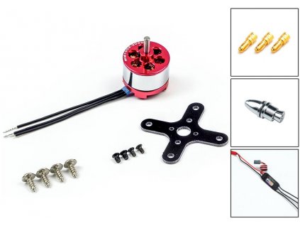 Střídavé Combo MM1908 (C20)-2050kv DW Hobby + 20A ESC, unašeč, 3,5mm konektory