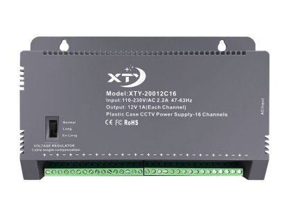 Napájecí zdroj  12V 16A (200W) 16CH model XTY-20012C16 (HIKVISION) pro kamery