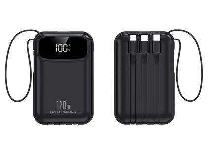 *Mini Powerbanka 5000mAh s vestavěnými kabely - Černá