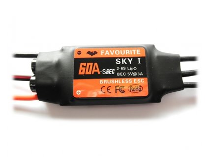 Regulátor otáček 60A Favourite SKY BEC (2-6S)  63g  ESC - Air/Heli