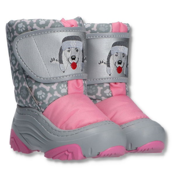 Detské zimne snehule Demar DOGGY 2 LIGHT 4026 NA ružové Veľkosť: 26/27