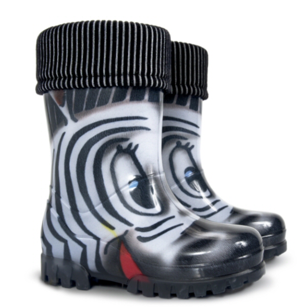 Detské zateplené farebné gumáky Demar TWISTER LUX PRINT 0038/0039 S zebra Veľkosť: 24/25