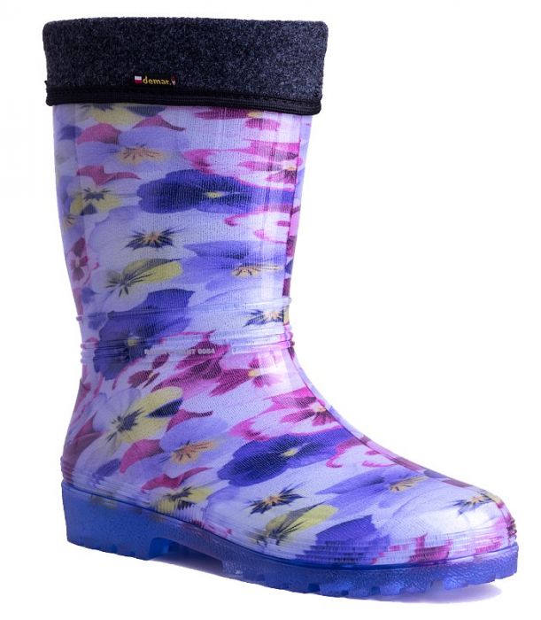 Dámske zateplené farebné gumáky Demar RAINNY LUX PRINT 0546 D fialka Veľkosť: 37/38
