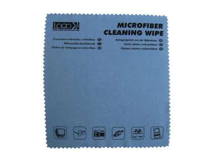 Čistící utěrka z mikrovlákna, potištěná, velmi jemná na dotek, 15x17cm, modrá, LOGO