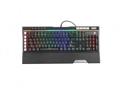 Marvo KG965G, americká klávesnice, herní, modré spínače, drátová (USB), černá, mechanická, RGB podsvícení