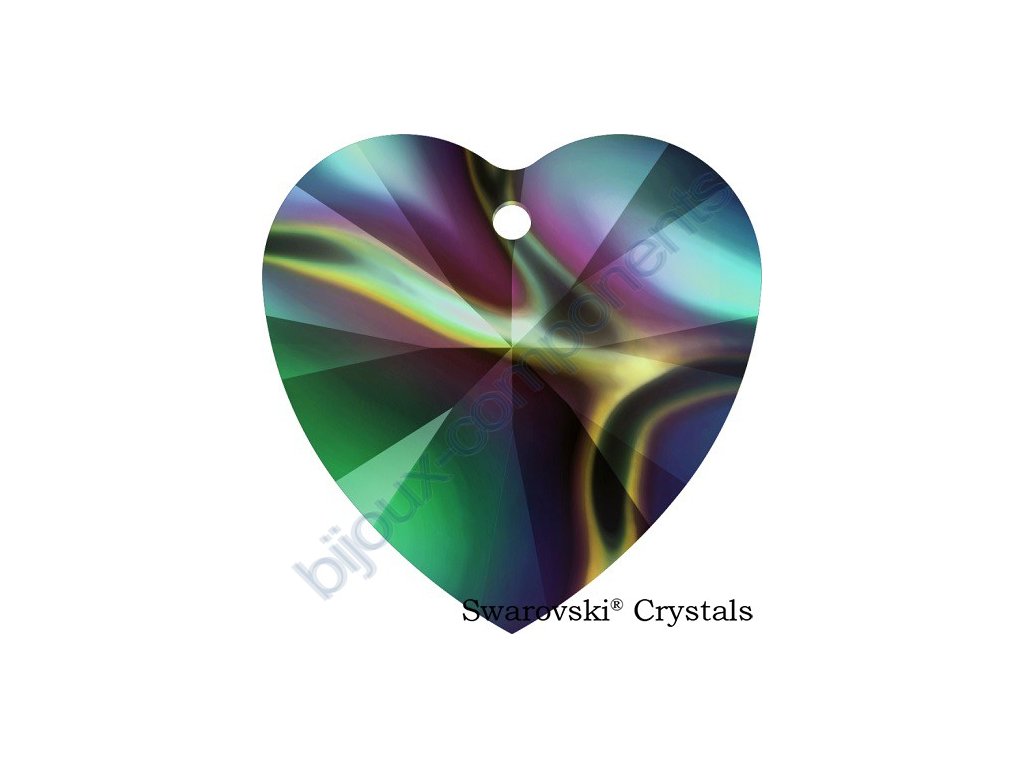 SWAROVSKI CRYSTALS přívěsek - XILION srdce, crystal rainbow dark, 18x17,5mm