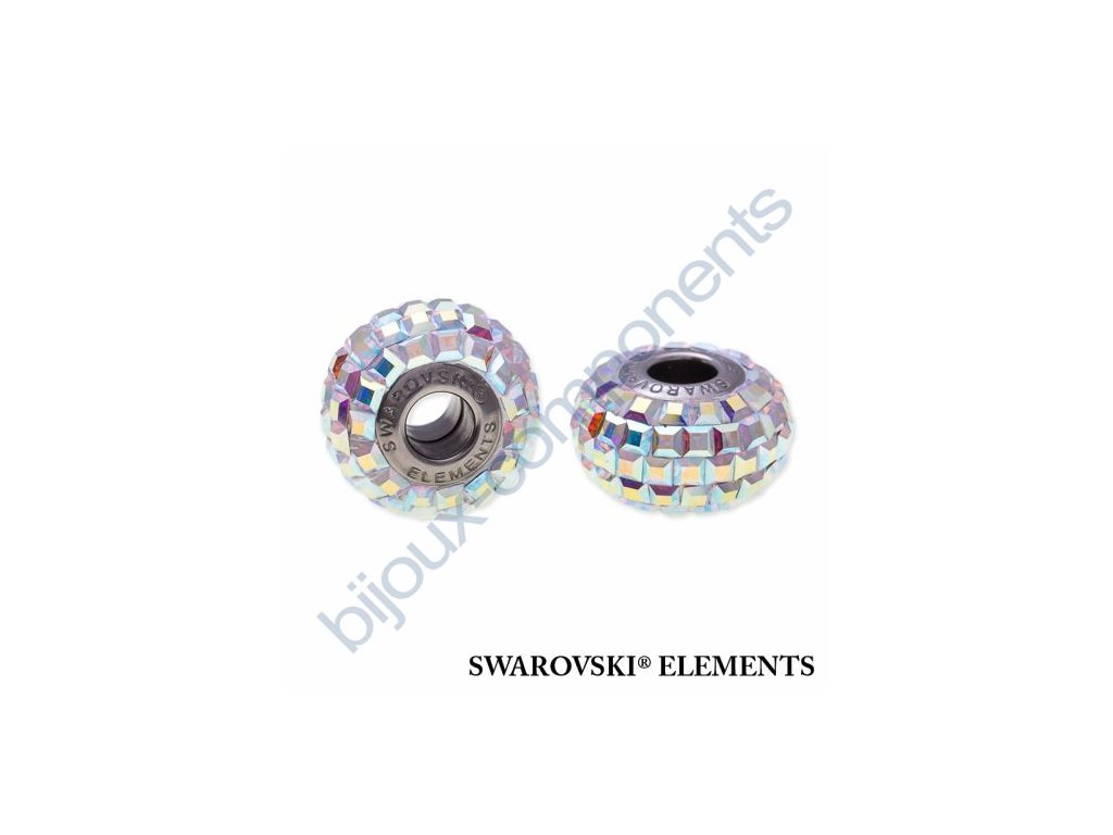 SWAROVSKI ELEMENTS BeCharmed Pavé s xilion square fancy stone - white/crystal AB steel, 15mm