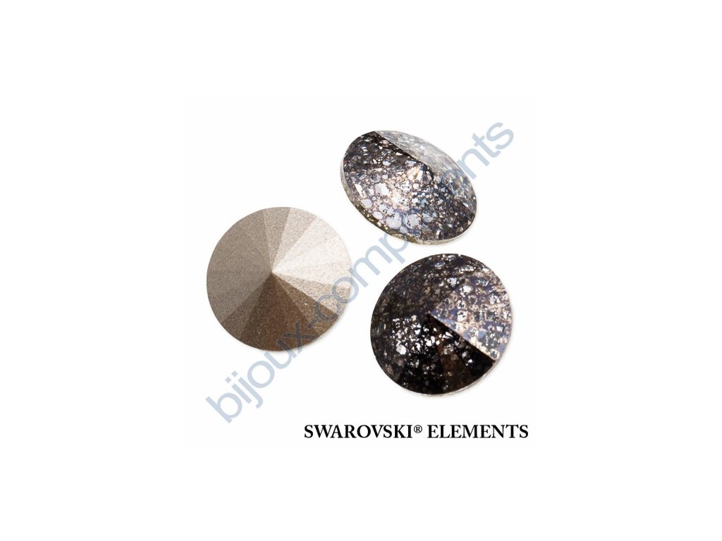 SWAROVSKI ELEMENTS kameny - Rivoli Chaton, crystal black-pat F, SS47 (cca 10mm)