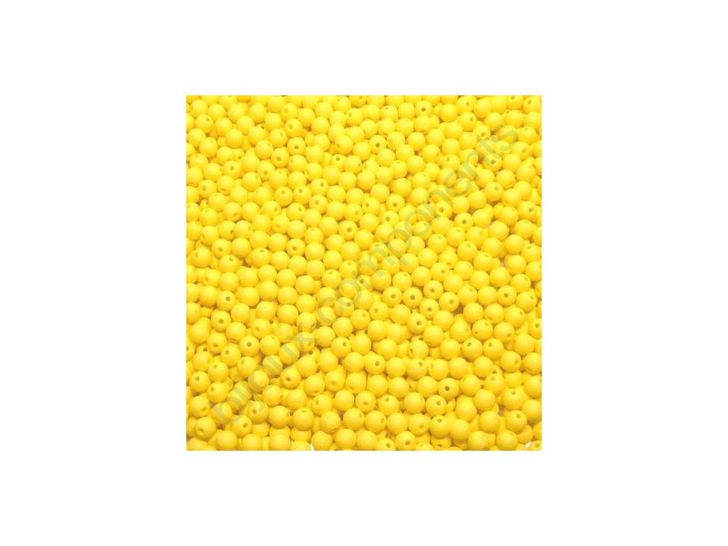 Skleněné korálky 4 mm - žlutá, matná (COLOR FIX)