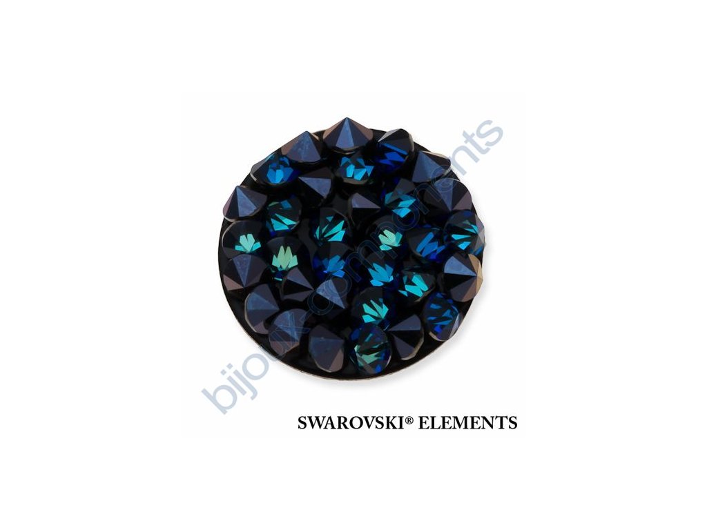 SWAROVSKI ELEMENTS - Crystal rocks, černý, crystal bermuda blue, 15mm