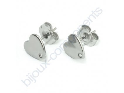 Puzeta srdíčko cca 8x8mm, vnitřní průměr dírky cca 1,1mm, s motýlkem, cca 12mm
