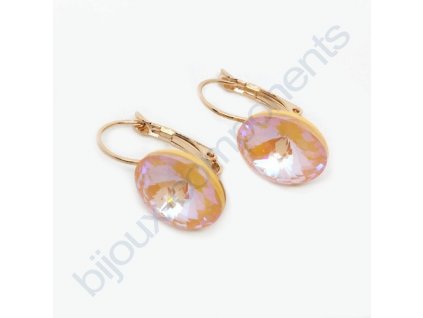 Náušnice s kameny Swarovski crystals, rivoli 4122, crystal peach / rose gold komponenty