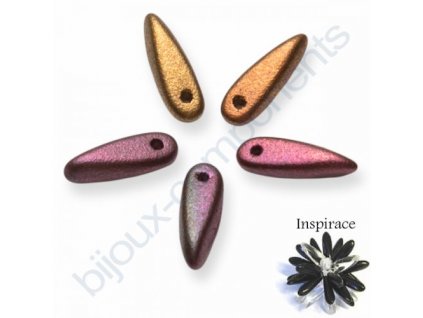 Skleněné jazýčky - mix metalických barev/barvené, cca 3x10mm