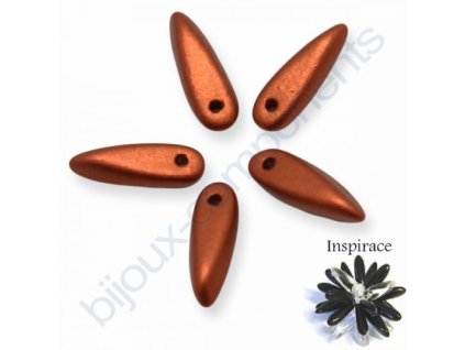 Skleněné jazýčky - měděné/barvené, cca 3x10mm