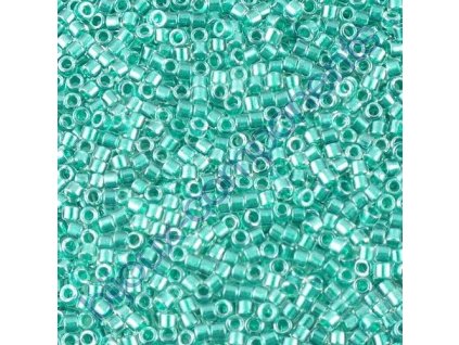 Miyuki Delica, Sparkling Teal Lined Crystal, vel.1,6 mm, průtah 0,8 mm