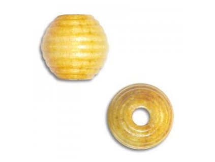 Dřevěné perle - žebrovaná kulička, cca 13mm