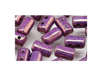 Matubo Rulla - dvoudírkový skleněný váleček, Chalk Luster Metallic Amethyst, 3x5 mm, 10 g