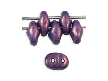 Matubo Superduo, luster metallic amethyst chalk, 2,5x5 mm, průtah 0,8 mm, 5 g