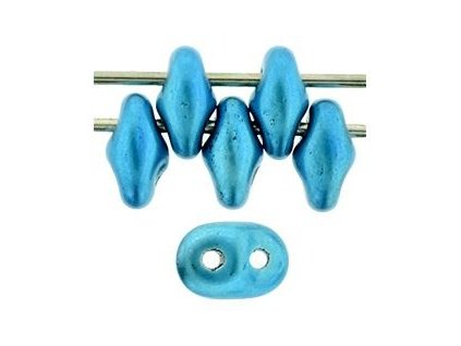 Matubo Superduo, metalust turquoise, 2,5x5 mm, průtah 0,8 mm, 5 g