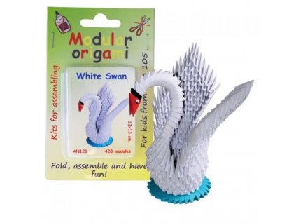 Origami sada - Bílá labuť, cca 13x13cm
