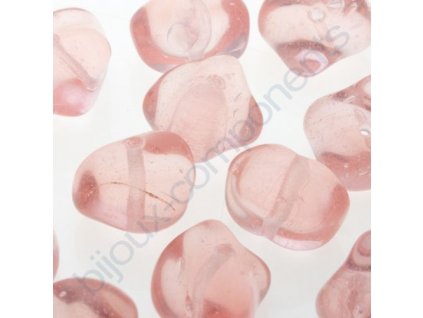 Skleněné mačkané korálky - růžové, cca 13x10,3mm