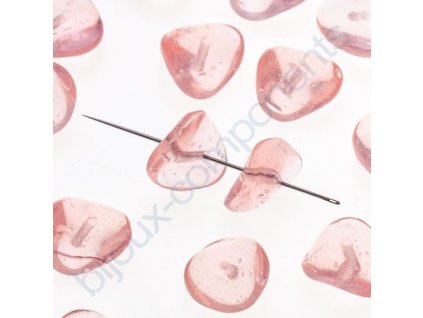 Skleněné mačkané korálky - růžové, cca 9,7x4,5mm