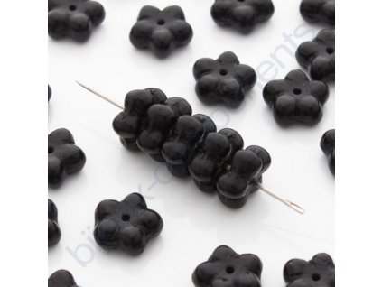 Skleněné mačkané korálky - černé , cca 9,2x4,1mm