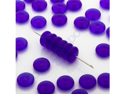 Skleněné mačkané korálky - modré, cca 8,2x3mm