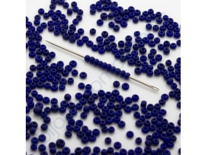 Skleněné korálky, rokajl - tm.modrý, cca 1,5x2mm