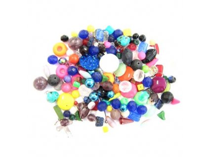 Skleněné ramšové perle - mix s bižuterními střepy - cca 500g (pro dekorační účely)