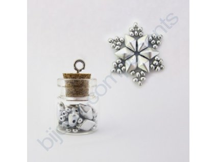 Set s korálky DiamonDuo - sněhová vločka, cca 20x20mm