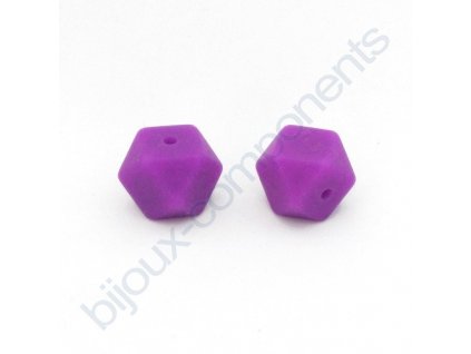 Silikonové korálky zkosené, tmavě fialová, 14mm