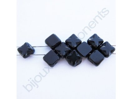 Dvoudírkové čtverečky Star, černé, 6x6mm