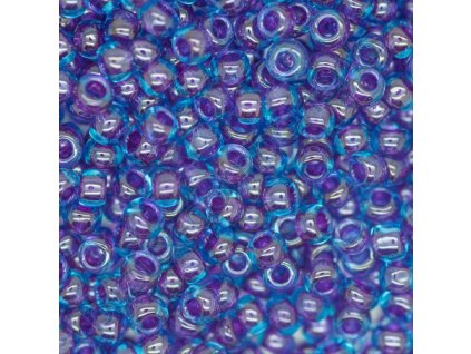 TOHO rokajl, Inside-Color Aqua/Purple Lined, vel.1,5 mm, průtah 0,5 mm