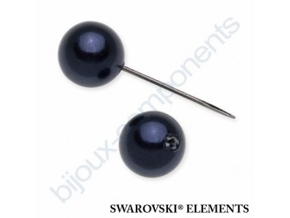 SWAROVSKI ELEMENTS skleněné voskované perle kulaté 5818, night blue pearl, 6mm