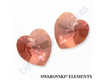 SWAROVSKI ELEMENTS přívěsek - XILION srdce, light rose golden shadow, 14,4x14mm