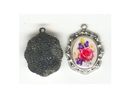 Přívěsek ovál s obrázkem 19x16mm