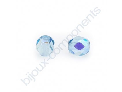 Skleněné ohňové korálky- krystal/světle modrý pokov, vel.cca 4 mm
