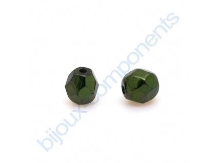 Skleněné ohňové korálky- metalické olivově zelené/barvené, vel.cca 4 mm