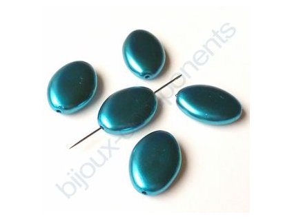 Skleněné voskované korálky, ovál, mořská modř - díky složitým technologickým procesům při výrobě, nelze zajistit vždy stejný odstín barvy !!!