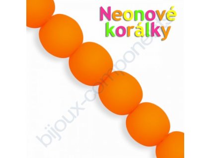 Neonové korálky s UV efektem, kuličky, oranžové