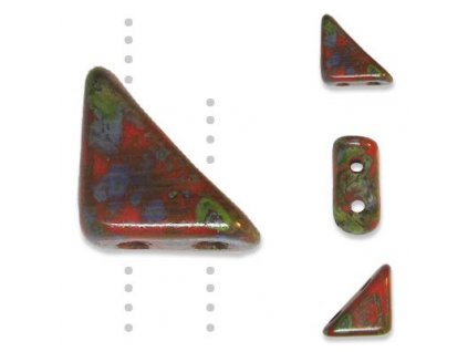 Skleněné korálky mačkané, TANGO BEAD cca 6mm/ oranžová/travertin