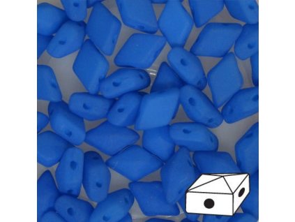 Skleněné mačkané korálky - dvoudírkové DIAMONDUO™ 5x8mm - modré matované
