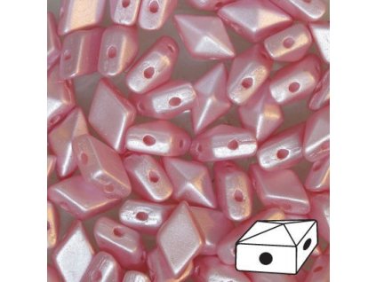 Skleněné mačkané korálky - dvoudírkové DIAMONDUO™ 5x8mm - světle růžové